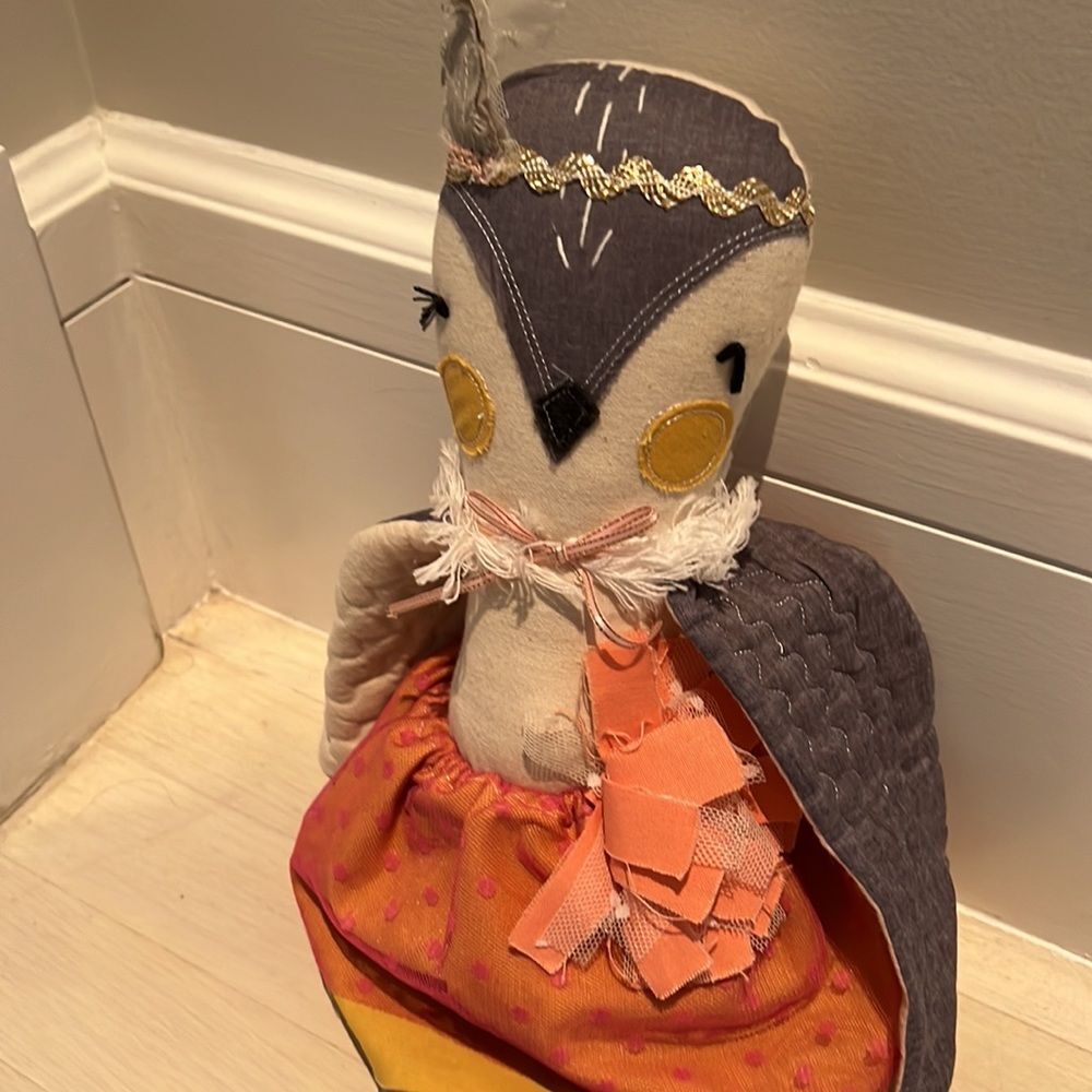 Anthropologie Dainty Cheeks Fancy Lady Owl Doll NWT Rare Retired 18”
